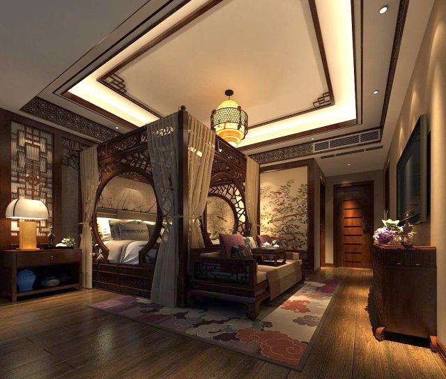 bedroom - chinese style -9423 Modèle 3D .c4d .max .obj .3ds .fbx .stl .blend 