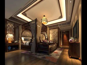 camera da letto - stile cinese -9423 Modello 3D