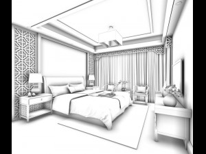 bedroom - chinese style-9435 3D-Modell