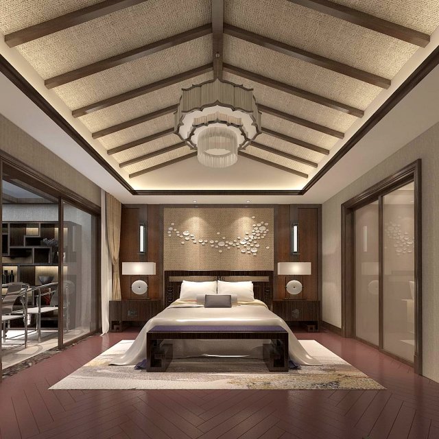 bedroom - chinese style-9436 3D 모델 .c4d .max .obj .3ds .fbx .stl .blend 