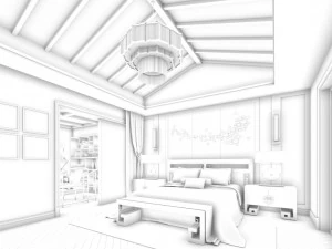 bedroom - chinese style-9436 3D Model