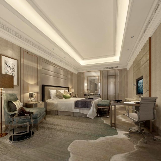 bedroom - chinese style -9437 3D 모델 .c4d .max .obj .3ds .fbx .stl .blend 