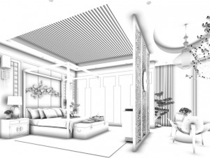 bedroom - chinese style -9440 3D-Modell
