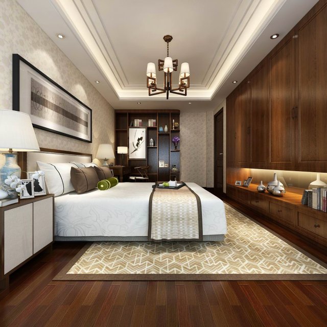 bedroom - chinese style -9441 3D 모델 .c4d .max .obj .3ds .fbx .stl .blend 