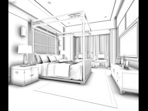 bedroom - chinese style -9442 3D-Modell