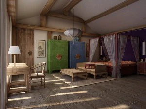 camera da letto - stile cinese -9443 Modello 3D