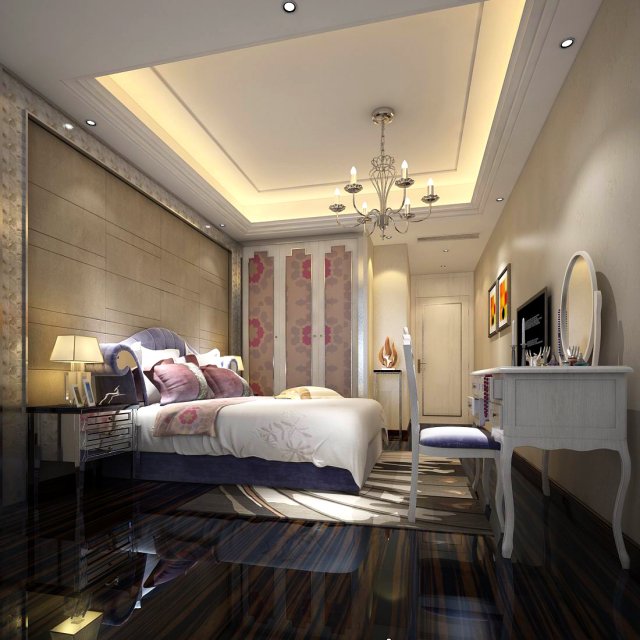 beautifully stylish and luxurious bedrooms 50 3D Model .c4d .max .obj .3ds .fbx .stl .blend 