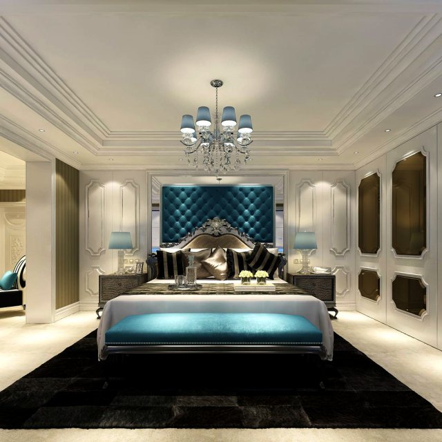 beautifully stylish and luxurious bedrooms 57 3D Model .c4d .max .obj .3ds .fbx .stl .blend