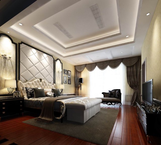 beautifully stylish and luxurious bedrooms 58 3D 模型 .c4d .max .obj .3ds .fbx .stl .blend 
