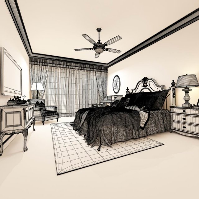 beautifully stylish and luxurious bedrooms 77 Modelo 3D .c4d .max .obj .3ds .fbx .stl .blend 