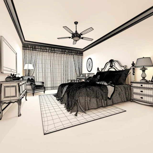 beautifully stylish and luxurious bedrooms 77 3D Model .c4d .max .obj .3ds .fbx .stl .blend 