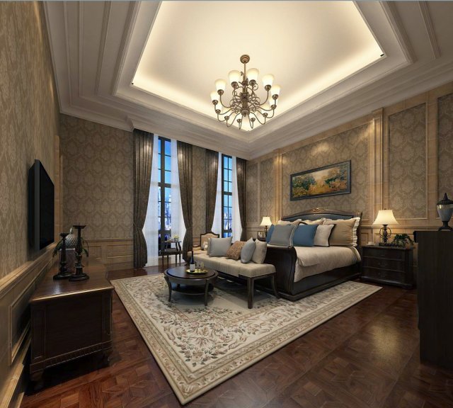 beautifully stylish and luxurious bedrooms 119 3Dモデル .c4d .max .obj .3ds .fbx .stl .blend 