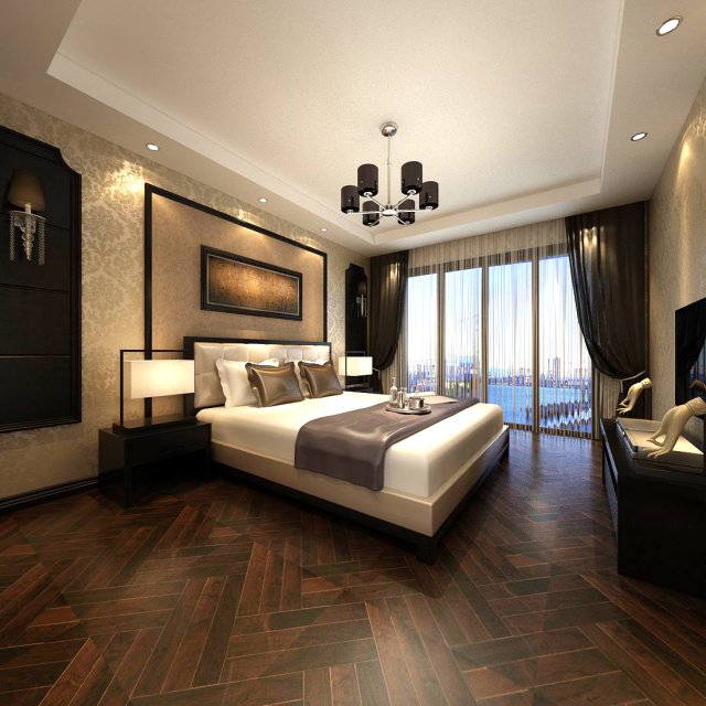 beautifully stylish and luxurious bedrooms 126 Modelo 3D .c4d .max .obj .3ds .fbx .stl .blend 