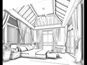 beautifully stylish and luxurious bedrooms 134 Model 3D