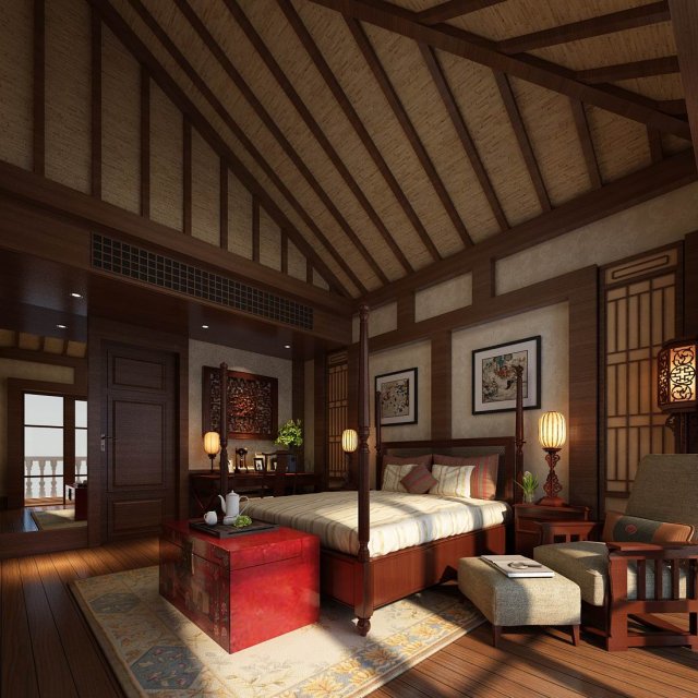 beautifully stylish and luxurious bedrooms 139 3D Model .c4d .max .obj .3ds .fbx .stl .blend 