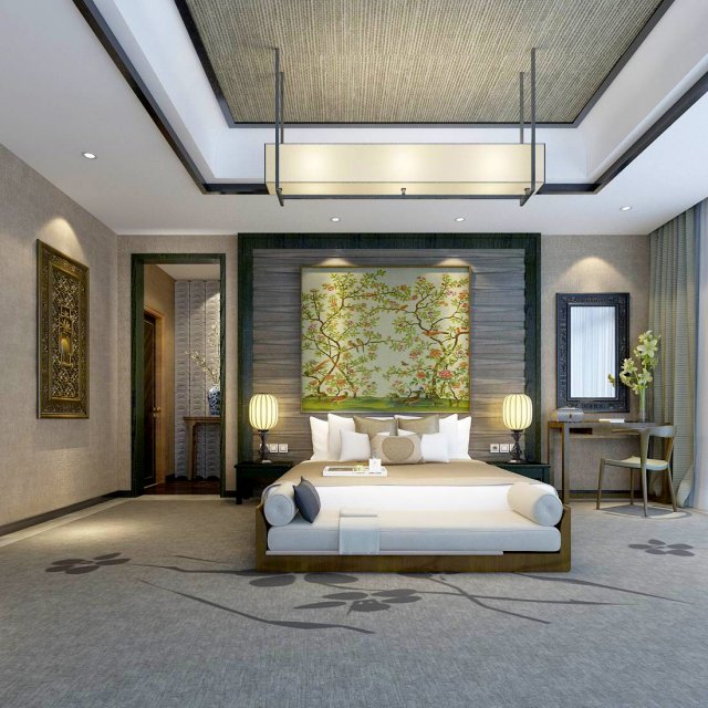 beautifully stylish and luxurious bedrooms 141 3D Model .c4d .max .obj .3ds .fbx .stl .blend 