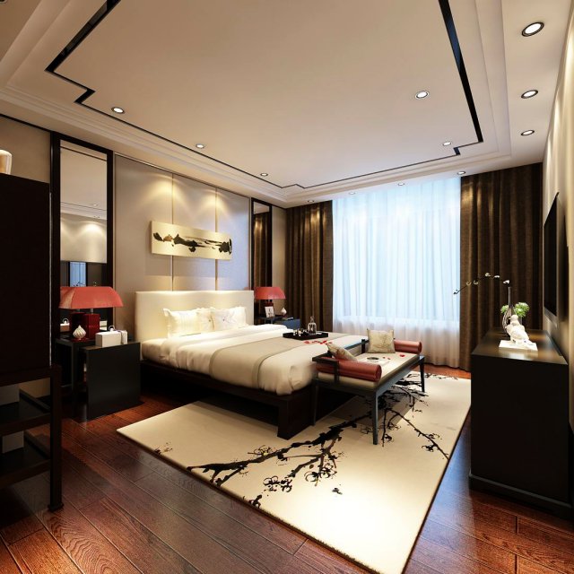 beautifully stylish and luxurious bedrooms 144 Modello 3D .c4d .max .obj .3ds .fbx .stl .blend 