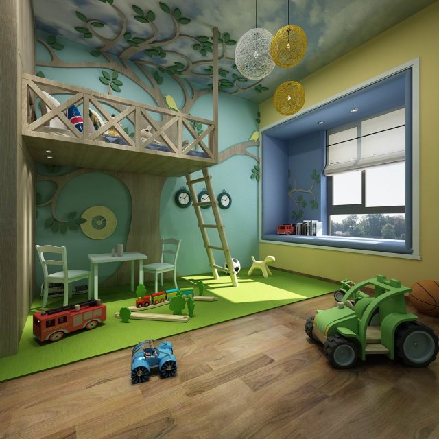 children bedroom 01 3D Модель .c4d .max .obj .3ds .fbx .stl .blend 
