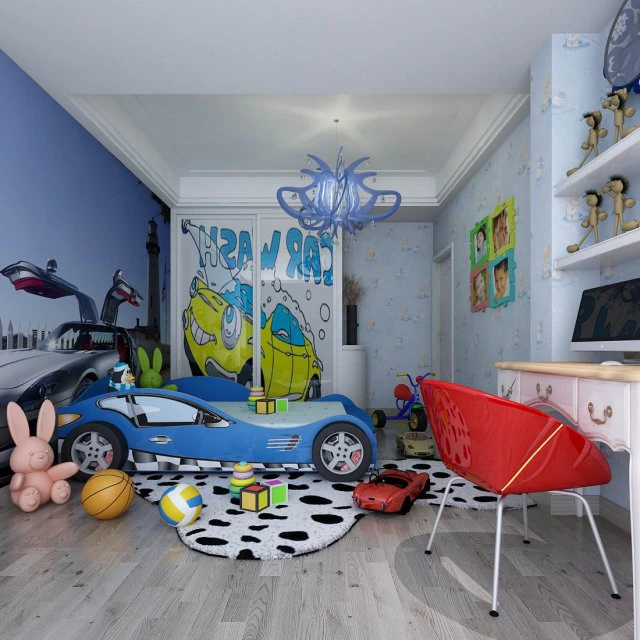 family children bedroom design full model 02 3D Model .c4d .max .obj .3ds .fbx .stl .blend 