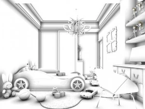 family children bedroom design full model 02 3D Model