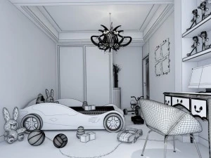 family children bedroom design full model 02 3D Model