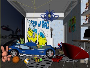 family children bedroom design full model 02 Modèle 3D