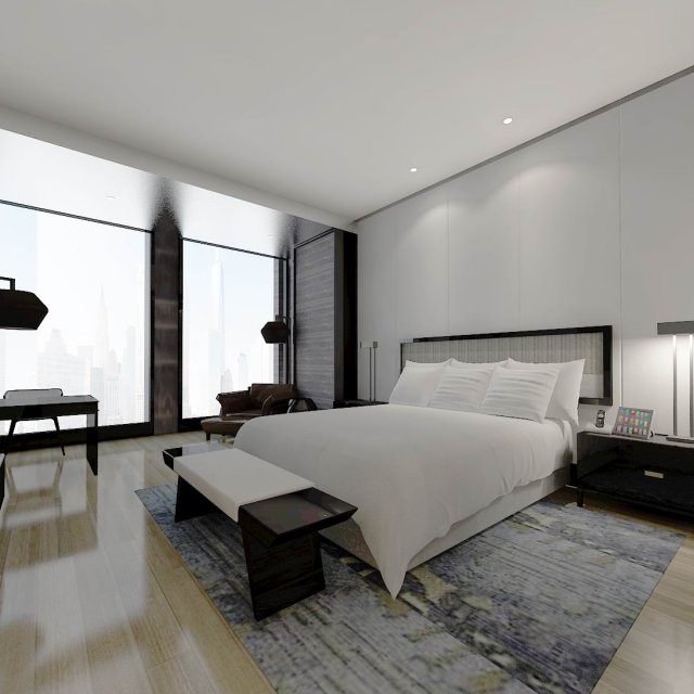 hotel bedroom design 0105 Model 3D .c4d .max .obj .3ds .fbx .stl .blend