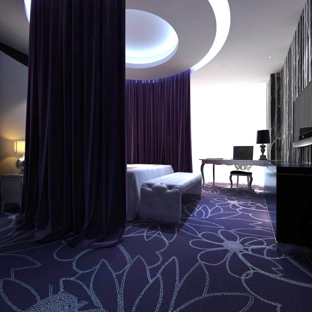 luxurious stylish bedroom 01 Model 3D .c4d .max .obj .3ds .fbx .stl .blend 