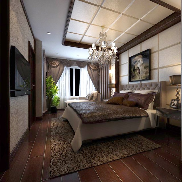 luxurious stylish bedroom 02 Modelo 3D .c4d .max .obj .3ds .fbx .stl .blend 