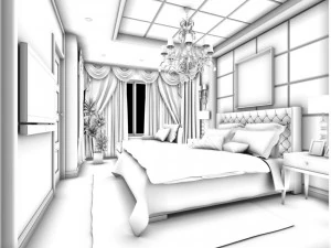 luxurious stylish bedroom 02 3D Model