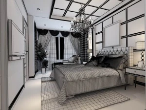 luxurious stylish bedroom 02 3D Model