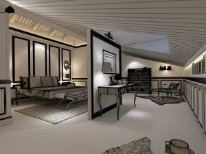luxurious stylish bedroom 03 3D Model