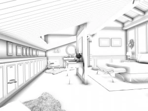 luxurious stylish bedroom 03 3D Model