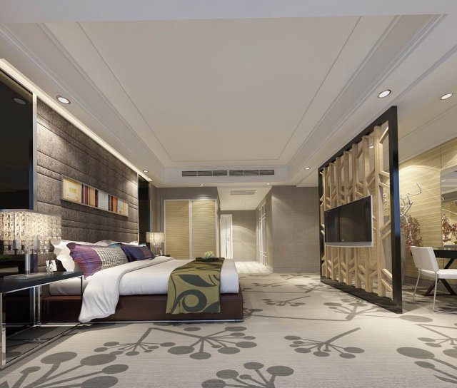 luxurious stylish bedroom 04 3D Модель .c4d .max .obj .3ds .fbx .stl .blend 