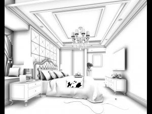 luxuoso e elegante quarto 06 Modelo 3D