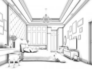 luxurious stylish bedroom 09 3D Model