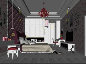 luxurious stylish bedroom 09 3D Model