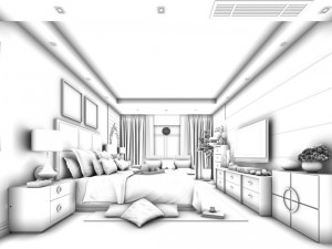 luxurious stylish bedroom 10 3Dモデル