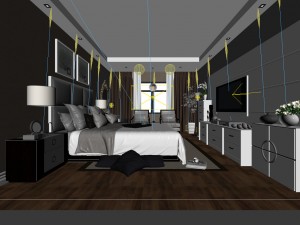 luxurious stylish bedroom 10 3Dモデル