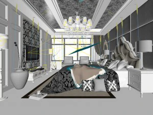 luxurious stylish bedroom 12 3D Model