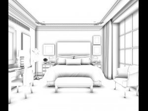 luxurious stylish bedroom 14 3D Modell