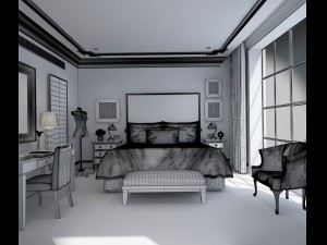 luxurious stylish bedroom 14 3D Modell
