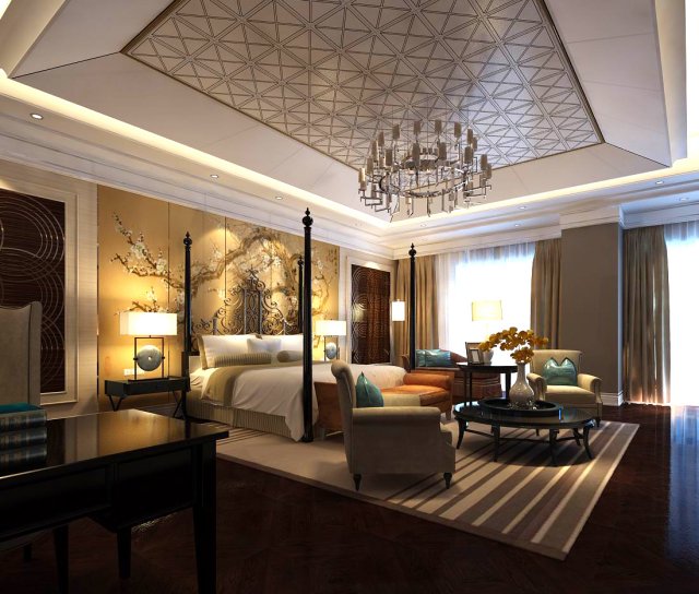 luxurious stylish bedroom 15 3D मॉडल .c4d .max .obj .3ds .fbx .stl .blend 