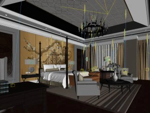 luxurious stylish bedroom 15 3D Model