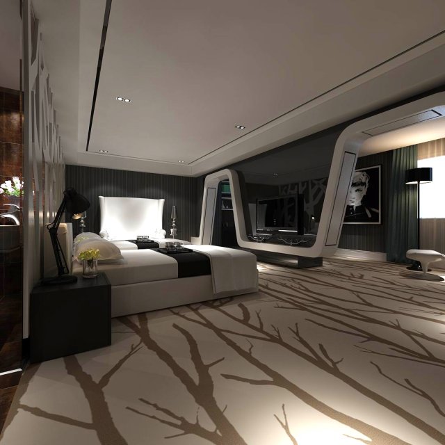 luxurious stylish bedroom 21 3D 模型 .c4d .max .obj .3ds .fbx .stl .blend 