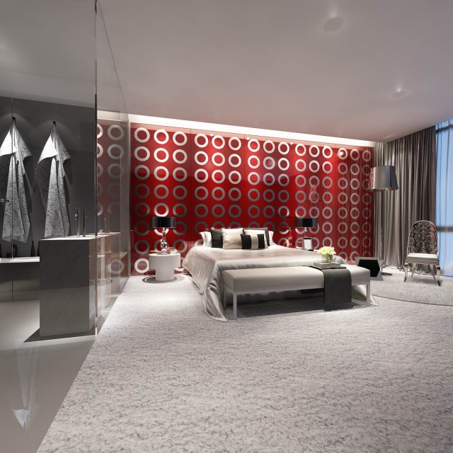 luxurious stylish bedroom 22 Model 3D .c4d .max .obj .3ds .fbx .stl .blend 