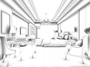 luxurious stylish bedroom 24 3D Model