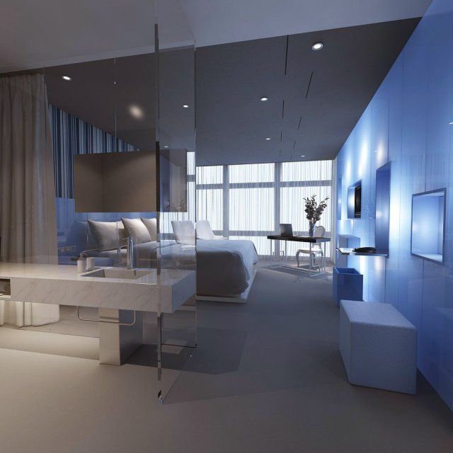 luxurious stylish bedroom 25 3D Model .c4d .max .obj .3ds .fbx .stl .blend 