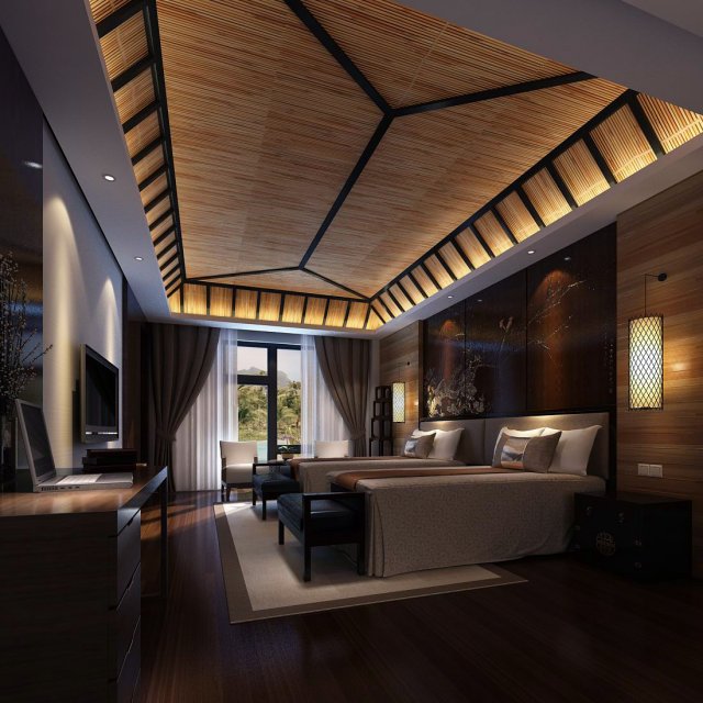 luxurious stylish bedroom 26 3Dモデル .c4d .max .obj .3ds .fbx .stl .blend