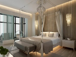 luxury stylish interior master bedroom - 01 3D Model